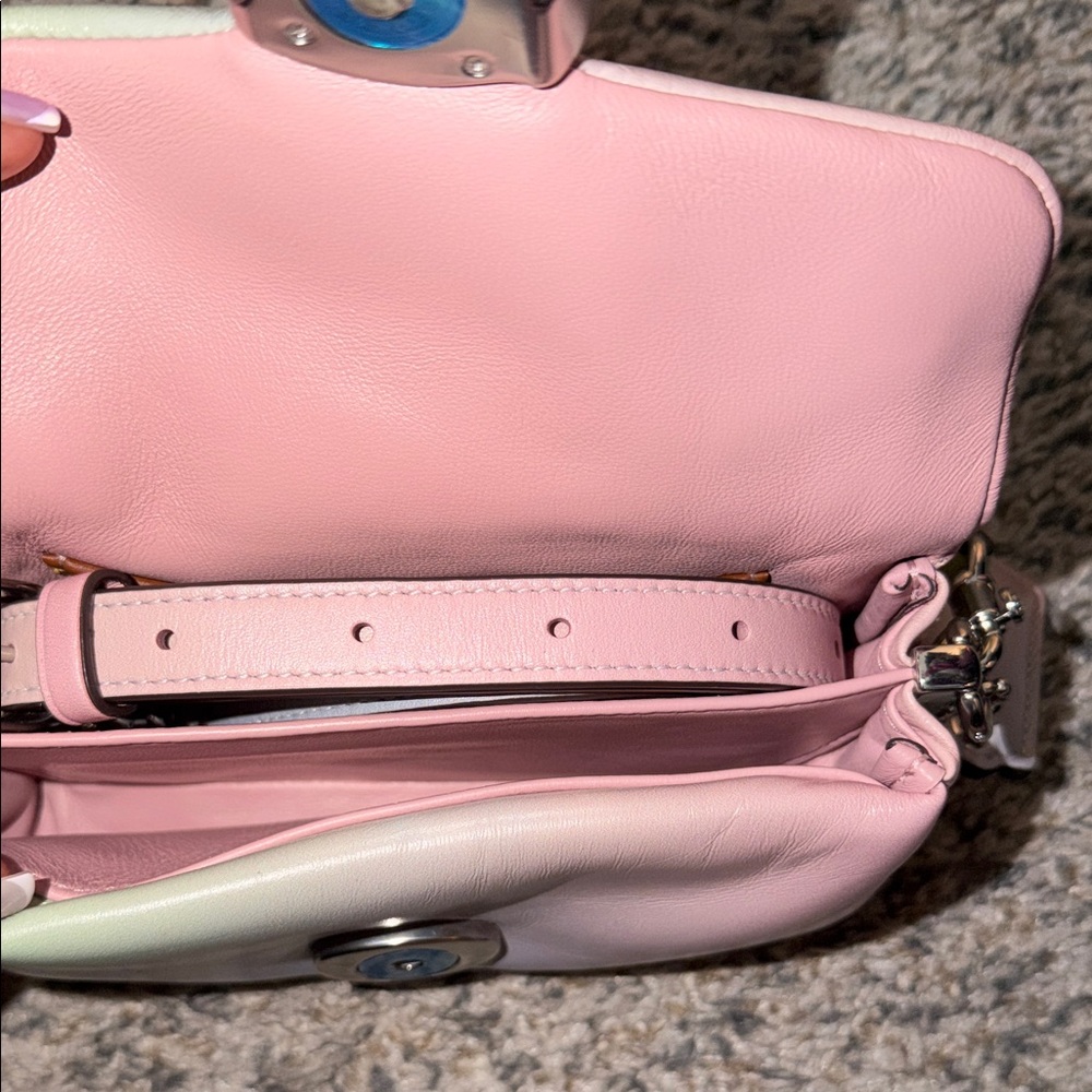 Coach Pastel Gradient Leather Shoulder Bag in Mint, Pink and Pale Blue - Picture 12 of 14
